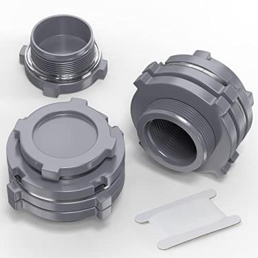 Imagem de TAISHER 1 peça de PVC preto 2-1/2" conector de tanque de anteparo adaptador adaptador com plugues e junta para tanque de água, barris de chuva, aquários, banheiras e pia