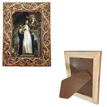 Imagem de Porta Retrato Religioso Santa Rosa de Lima (Dourado)