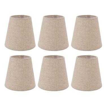Imagem de Abajur De Tecido De Linho Com 6 Peças, Abajures De Tecido De Tambor, Abajures Com Prendedor Para Abajur De Mesa, Abajur De Cabeceira, Abajur De Chão