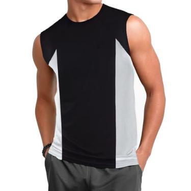 Imagem de Champion Camisetas masculinas grandes e altas – Camiseta de jérsei de algodão sem mangas, Preto/branco., GG Alto