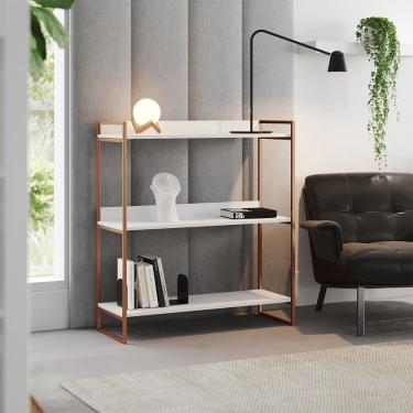 Imagem de Buffet Aparador Industrial 3 Prateleiras Córdoba 95cm Cobre e Branco