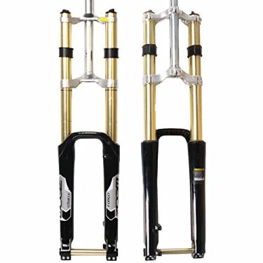 Imagem de BUCKLOS Garfo de suspensão de bicicleta 26 27,5 29 MTB 180 mm para viagem, garfos downhill de liga de magnésio para bicicleta, eixo de 20 mm, garfo de mountain bike sem rosca de 3,8 cm