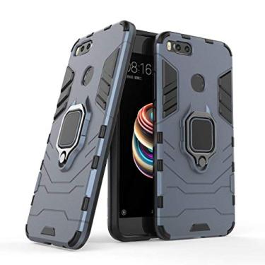 Imagem de Compatível com Xiaomi Mi A1, Mi 5X Capa Prova de Choque de Camada Dupla, Anel Giratório de 360 com Suporte de Celular para Carro (Azul Marinho)