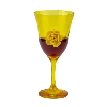 Imagem de Taça Amarela Oxum Lirio Rosa Super luxo 330 ml -Vidro