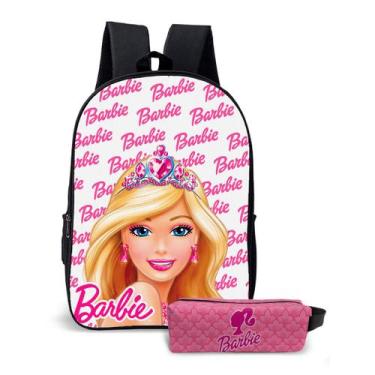 Imagem de Kit Mochila com Estojo Escolar Feminina da Barbie Para Meninas Mundo R