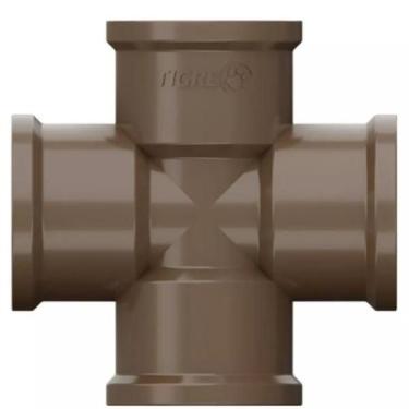 Imagem de Cruzeta Conexão Soldável PVC Marrom Para Canos E Tubos De Água Fria 1.