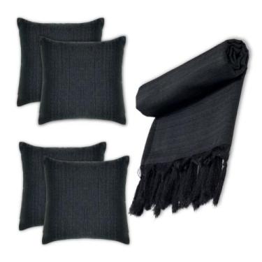 Imagem de Manta Xalé Protetora Para Sofá e Cama Lisa com 4 Capas Para Almofada -