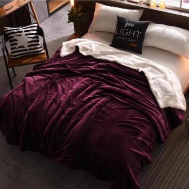 Imagem de Cobertor casal king veludo bordo e pele de carneiro 280x280 - ESPAÇO C