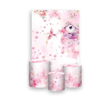 Imagem de Painel De Festa Vertical 1,50 x 2,20 + Trio De Capas Cilindro - Jardim