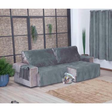 Imagem de Protetor Sofá Retrátil Assento 2,60m Suede 2Md Cz Grafite - Enxovais L