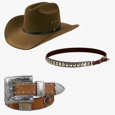 Imagem de Kit Country Feminino Chapéu Banda e Cinto Castor - Mundial, Chapéu/Ban