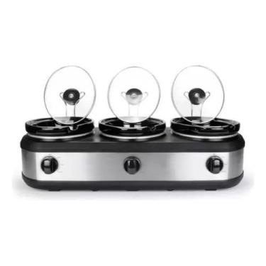Imagem de Buffet Elétrico Triplo Rechaud Slow Cooker 3 Panelas 127v