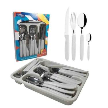 Imagem de Faqueiro Jogo De Talheres 25 Peças Inox Cabo Plástico Caprese Fratelli
