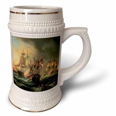 Imagem de 3dRose Caneca Stein Combat between the rights of Man and the Indefatigable by Leopold Le Guen - 530 ml, 640 ml, branca