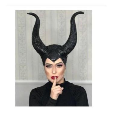 Imagem de Máscara com Chifres Malévola Exclusivo Cosplay Festa Halloween - MHR