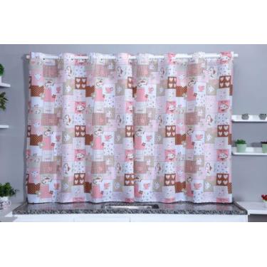 Imagem de Cortina de Cozinha 2,00 x 1,40 Oxford Estampada Janela Vitro - MARCIA 