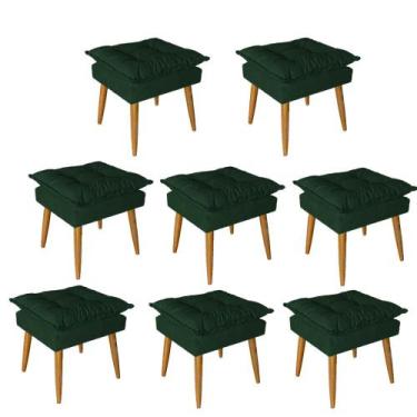 Imagem de Kit 08 Puff Puf Banqueta Opala Para Quarto Sala Recepção Suede Verde -