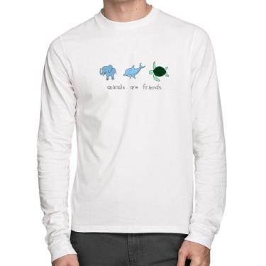 Imagem de Camiseta Algodão Animals are friends Manga Longa - Foca na Moda, Branc