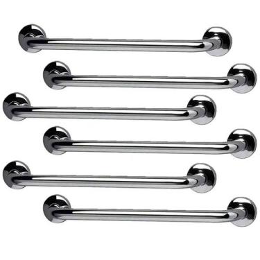 Imagem de Barra de Apoio 40cm Alça Inox Kit 6 Unidades Idoso Cadeirante Deficien