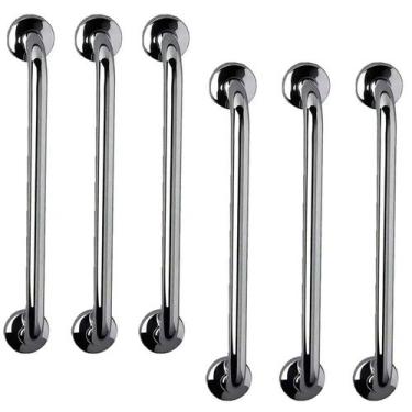 Imagem de Barra de Apoio 40cm Alça Aço Inox Kit 6 Unidades Idoso Gestante Cadeir