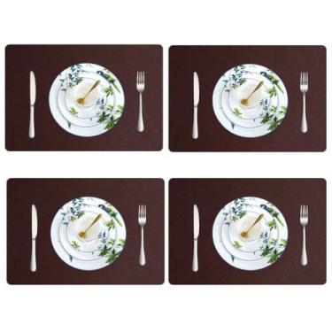 Imagem de Jogo Americano Sousplat Retangular 10 pçs Limpa Facil couro - GENERTOY