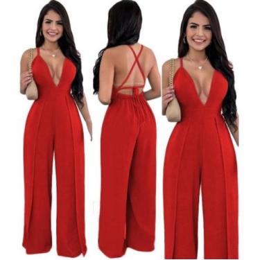 Imagem de Macacao Feminino Decotado Alcinha 2 Fendas Pantalona - Margo Veste, Ve