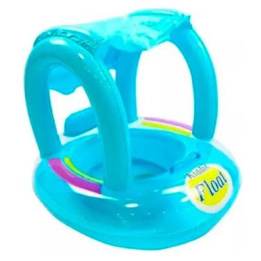 Imagem de Boia Bote Inflável Infantil Bebê com Fralda e Cobertura Guarda Sol par