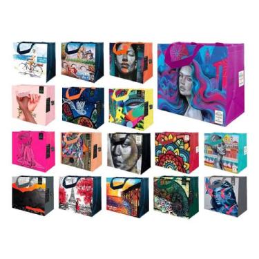 Imagem de Sacola De Ráfia 35x40x18cm Estampas Sortidas (25 Unidades) - B4U