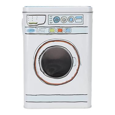 Imagem de Recipiente de Detergente para a Roupa, Recipiente de Lata de Grande Capacidade para Roupa Em pó, Caixa de Metal, Recipiente para pó para Roupa Com Claraboia Transparente para