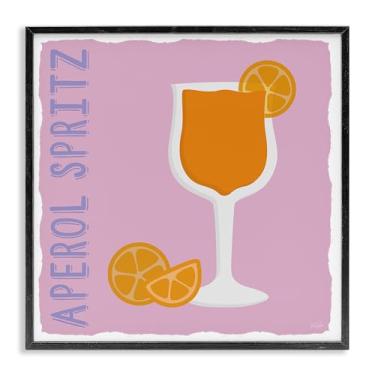 Imagem de Stupell Industries Aperol Spritz Cocktail Impressão Giclée Emoldurada Arte de Parede Design por Natalie Carpentieri, Moldura Preta, 61 x 61 cm