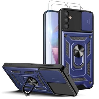 Imagem de Capa para celular Samsung Galaxy a56-5G: com protetor de tela de 2 peças, capa de câmera deslizante para Samsung Galaxy a56 5G, azul