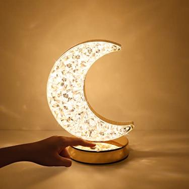 Imagem de SupBri Lâmpada de lua, lâmpada de cristal, 3 modos de cores e controle de toque, linda luz noturna para crianças, meninas, aniversário, quarto, decorações de Ramadã