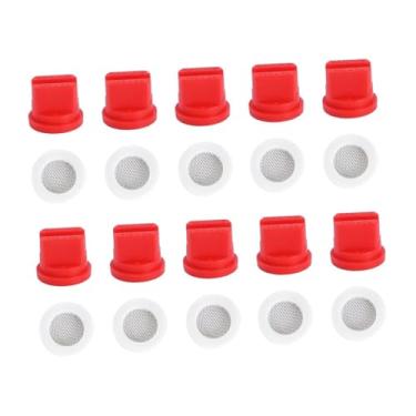 Imagem de Generic 10pcs Bicos de ponta de pulverização de ventilador de 10pcs com 10 anéis de filtragem, bocais de pulverizador agrícola ao ar livre 110 ° para limpar a, Vermelho