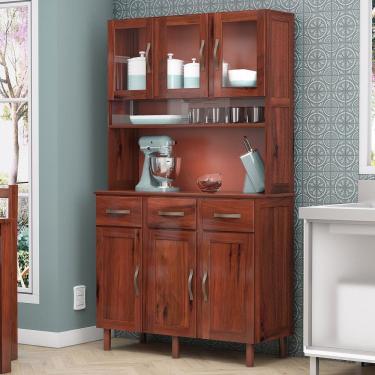 Imagem de Armário de Cozinha 06 Portas 03 Gavetas Madeira Maçica Pinus Paris Mogano