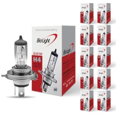 Imagem de BIOLIGHT KM Lâmpada de farol de halogênio 9003/H4, lâmpada H4, luzes de cabeça super brilhantes 12V 60/55W, 3200K, farol alto e baixo, lâmpadas automotivas, compatível com DOT (pacote com 10)