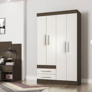 Imagem de Roupeiro Solteiro Cusco 04 portas 02 Gavetas Poliman Móveis, Amêndoa c