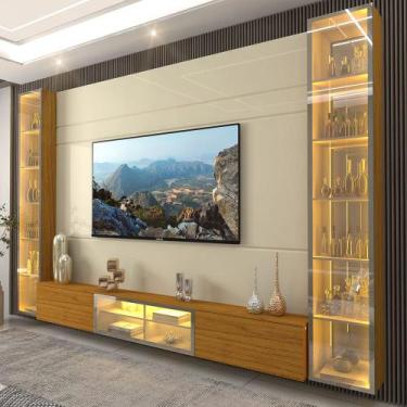 Imagem de Home para TV Luminare 2 Cristaleiras LED Vidro Reflecta 100% MDF Off W