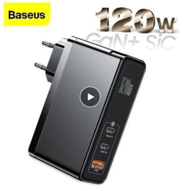 Imagem de Carregador Rápido De Parede Baseus Gan 120W 2X Usb C + Cabo