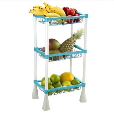 Imagem de Fruteira Plástica De 3 Andares Com Cestos Empilháveis Para Organização De Frutas Legumes Cozinha e Área Gourmet