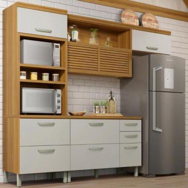 Imagem de Cozinha Compacta 3 Peças 6 Portas 4 Gavetas 4 Nichos 100 MDF - Faura, 