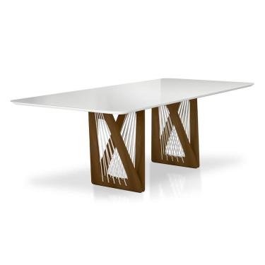 Imagem de Mesa De Jantar áustria C03 160x90 Cm Cor Laca Off White/caramelo
