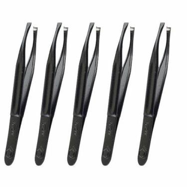 Imagem de Kit 5 Pinças De Sobrancelha Nzx Preta Profissional
