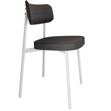 Imagem de Cadeira Estofada Para Sala De Jantar Astrid Branco C01 Linho Preto - Lyam Decor