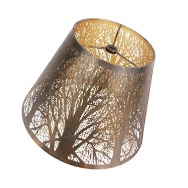 Imagem de SWAIFDEE Abajur De Metal Pequeno Com Estampa Floresta E Gravura, 6'' Altura, Ideal Para Abajures Mesa Luminárias Chão
