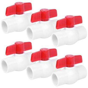 Imagem de YADIAN Pacote com 6 Válvula Esfera de PVC Deslizamento de 9,5 cm, Válvula de Tubo de Água de PVC SCH40, Tomada de Válvula de Desligamento com Alça T para Projeto de Água, Piscina, Bomba de Esgoto