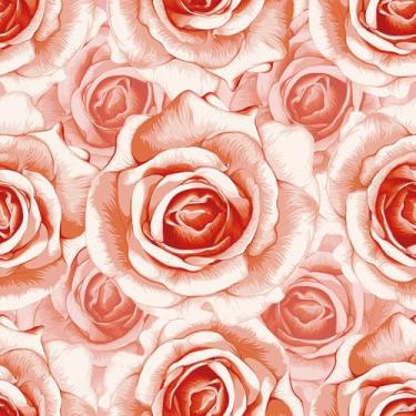 Imagem de Mangoloo Papel de parede floral grande vermelho moderno papel de parede boho rosa para quarto de meninas banheiro quarto papel de parede autoadesivo removível flor papel de contato vermelho para