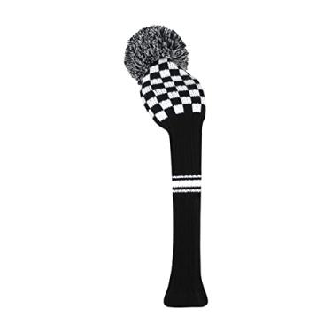 Imagem de Scott Edward Capa Para Taco De Golfe Knit Tacos Madeira E Driver, Protege A Cabeça Da (460 Cc), Fairway Híbrida/Ut Com Etiquetas Numéricas Giratórias (Tabuleiro Xadrez Preto Branco)