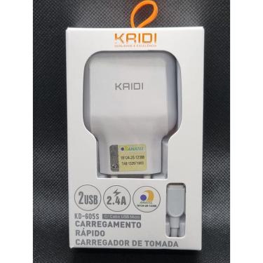 Imagem de Carregador 2 USB com cabo Micro-USB(V8) 2.4a Kaidi - Branco