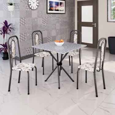 Imagem de Conjunto Sala de Jantar com 4 Cadeiras Lívia Arabesco/ Prata