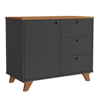 Imagem de Balcão Para Escritório 3 Gavetas 1 Porta Luciano Freijó/preto - ARTANY